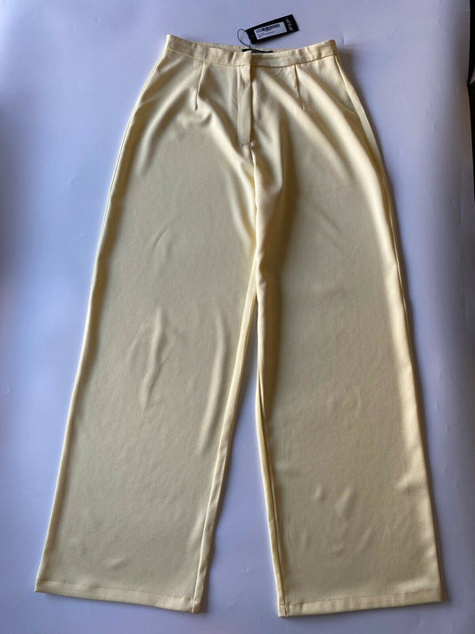 Nasty Gal High Waisted Tailored Wide Leg Pants Lemon Yellow Sizes 8