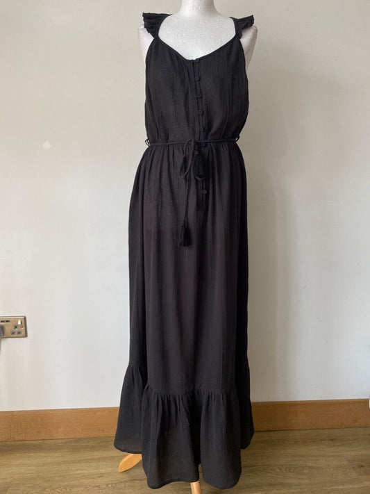 VERY Black Maxi Crepe Summer Dress Size 16