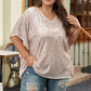 Apricot Plus Size Sequined V Neck Boxy Top