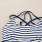 Blue Stripe Drawstring Tummy Control Mix-and-match 2pcs Tankini Swimsuit