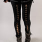 Black Grommet Lace Up Front Leggings