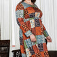 Green Printed Multicolor Western Checkered Plus Size Swing Dress