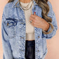 Beau Blue Vintage Washed Flap Pockets Denim Jacket