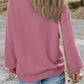 Burgundy Plain Drop Shoulder Crewneck Pullover Sweatshirt