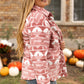 Pink Plus Size Aztec Print Chest Pocket Shacket