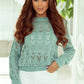 Green Sheer Knitted Pointelle Sweater