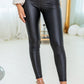 Black Faux Leather Zipped Detail Leggings