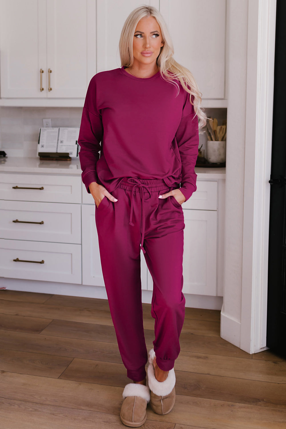 Grey Long Sleeve Pullover and Jogger Trousers Lounge Set