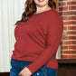 Red Dahlia Piping Detail Plus Size Long Sleeve Top