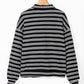 Black Stripe Textured Quarter Zip Collar Long Sleeve Top