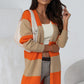 Orange Colorblock Ribbed Knit Cardigan