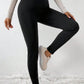 Black Crossed Waist Seamed Leg Thermal Leggings