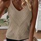 Parchment Chevron Pointelle Knit Spaghetti Straps Sweater Vest