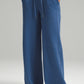 Sail Blue Drawstring High Waist Wide Leg Pocketed Sweatpants