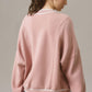 Pink Stripe Contrast Trim V Neck Buttoned Front Pocketed Knit Cardigan