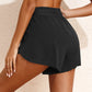 Black High Waisted Drawstring 2-in-1 Side Pocket Color Block Bikini Shorts