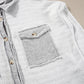 Grey Contrast Flap Pockets Relaxed Shacket