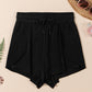 Black High Waisted Drawstring 2-in-1 Side Pocket Color Block Bikini Shorts