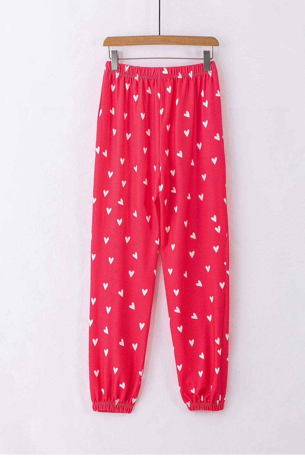 Fiery Red Valentines Heart Print Trousers Set