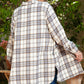 White Plaid Print Tunic Plus Size Shacket with Slits