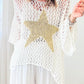 White Star Graphic Crochet Knitted Summer Sweater Top