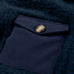 Blue Contrast Flap Pocket Single Breasted Teddy Coat