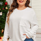 White Plus Size Ribbed Textured Long Sleeve T Shirt