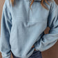 Myosotis Collared Zipper Drop Shoulder Fleece Sweatshirt