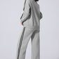 Light Grey Solid Colour Side Striped Sweatshirt Active Set