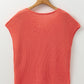 Flamingo Solid Textured Knitted Notch V Neck Sweater T Shirt