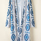 Sky Blue Western Aztec Printed Open Front Long Cardigan