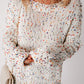 White Colorful Confetti Distressed Knit Sweater