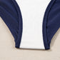 Blue Stripe Drawstring Tummy Control Mix-and-match 2pcs Tankini Swimsuit