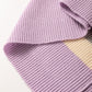 Purple Stripe Borderline Rib Knit Cuffed Dolman Sleeve Sweater