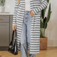 Black Stripe Print Open Front Duster Cardigan