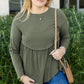 Mist Green Plus Size Thermal Knitted Babydoll Flare Top