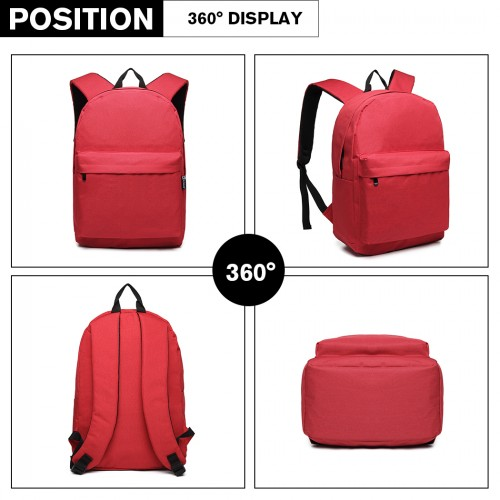 E1930 - Kono Durable Polyester Everyday Backpack With Sleek Design - Red