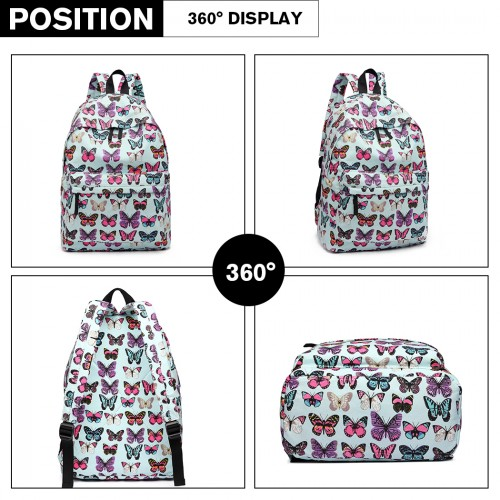 E1401B - Miss Lulu Large Backpack Butterfly Blue