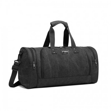 E1957 - Kono Canvas Barrel Duffle Travel Bag - Black