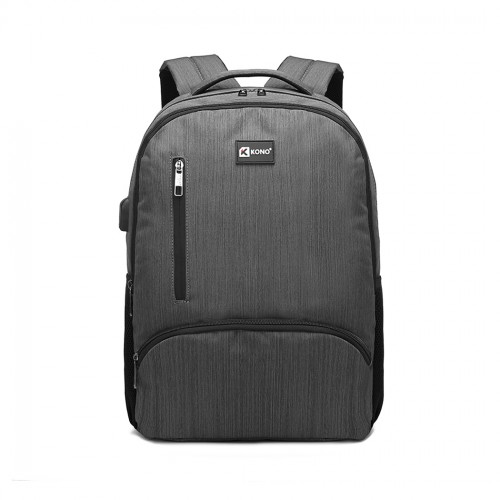 E1978 - Kono Multi Compartment Backpack with USB Connectivity - Grey