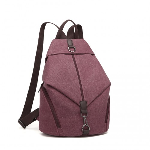 EB2044 - Kono Fashion Anti-Theft Canvas Backpack - Claret