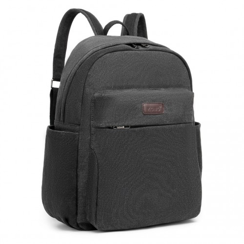 EB2234 - Kono Canvas Lightweight Casual School Backpack - Black