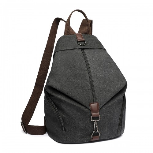 EB2044 - Kono Fashion Anti-Theft Canvas Backpack - Black