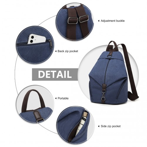 EB2044 - Kono Fashion Anti-Theft Canvas Backpack - Navy