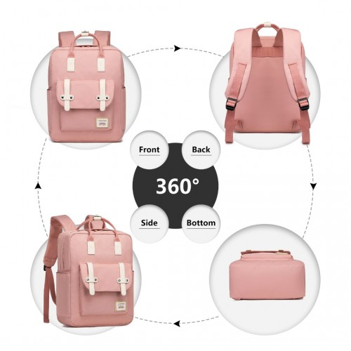 EB2211 - Kono Casual Daypack Lightweight Backpack Travel Bag - Pink