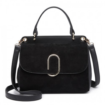 LB6871-MISS LULU STYLISH LADIES LEATHER HANDBAG SHOULDER BAG BLACK