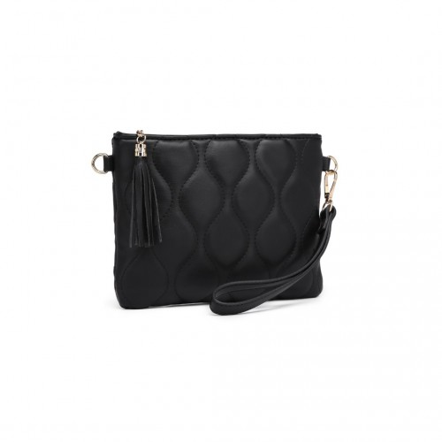 LB2247 - Miss Lulu Small PU Leather Soft Crossbody Bag - Black