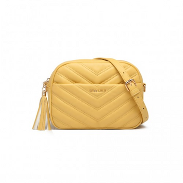 LA2119-1 - Miss LuLu Lightweight Quilted Leather Cross body Bag - Yellow