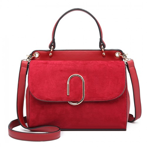 LB6871-MISS LULU STYLISH LADIES LEATHER HANDBAG SHOULDER BAG RED