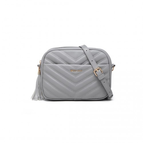 LA2119-1 - Miss LuLu Lightweight Quilted Leather Cross body Bag - Grey